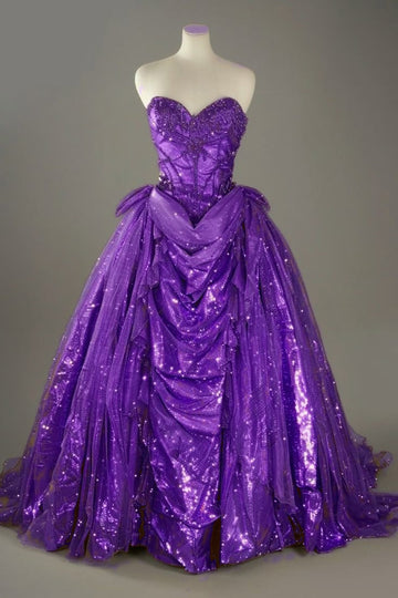 Niulatu Blue Sweetheart Glitter Beaded Tulle Ball Gowns Formal Evening Gowns HZ1026